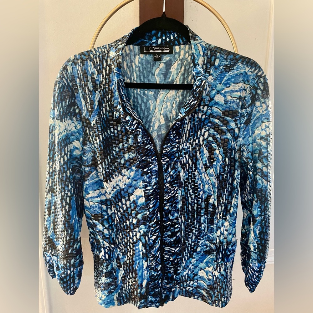 Luner Blue Patterned Women's Jacket - image 1